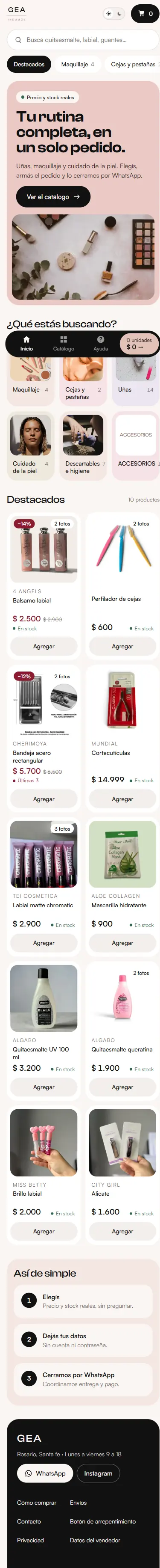 Página completa del mismo sitio, en celular